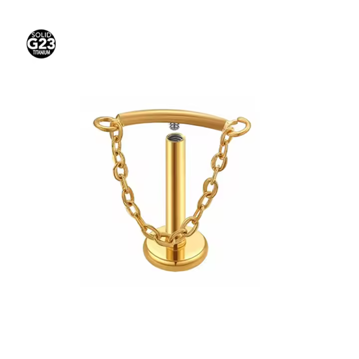 Pendiente de Cadena de Titanio G23 con Borla Bar Stud Piercing en Cartílago Tragus Monroe de Starbeauty Material Metálico Hecho en China Piedra Principal Zirconia Cúbica - 1