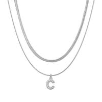 A-Z-collar colgante de acero inoxidable para mujer, cadena pequeña, letra parpadeante, estrangulamiento, cadena de hoja, capas - details 9