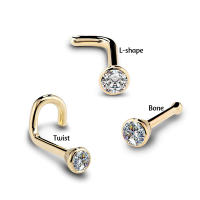 Piercing de circonia cúbica para la nariz, 2 piezas, 20g, 1,5/2/2.5/3mm, color oro rosa anodizado, joyería para la nariz - details 3
