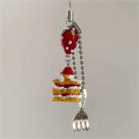 Bonito colgante 3D de pastel de fresa y galleta para teléfono, correa, accesorios encantadores, cordón para llavero para iPhone, bolsa para cámara, joyería para niñas - details 3