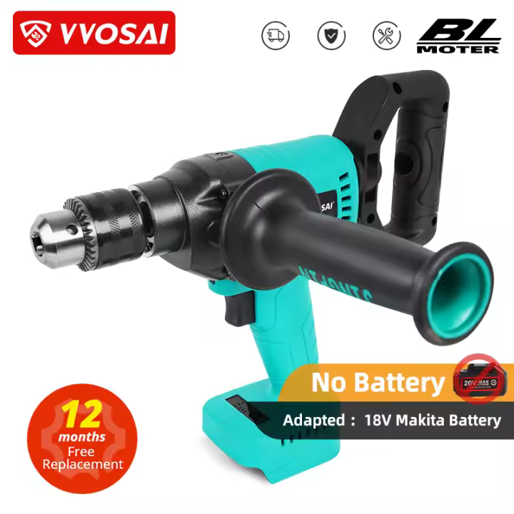 VVOSAI-taladro eléctrico sin escobillas, destornillador inalámbrico de 130nm, puede golpear hielo para batería de litio Makita de 18V - 1