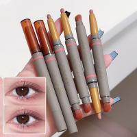Barra de sombra de ojos sedosa de doble punta, lápiz de sombra de ojos desnudo mate con brillo rosa y marrón, con sombra de ojos, cepillo de tinte Halo dos en uno - details 10