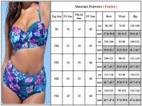 Conjunto de Bikini de Talla Grande Floral Traje de Baño de Cintura Alta y Acolchado con Tazas Grandes para Mujeres Swimwear con Estilo - details 0