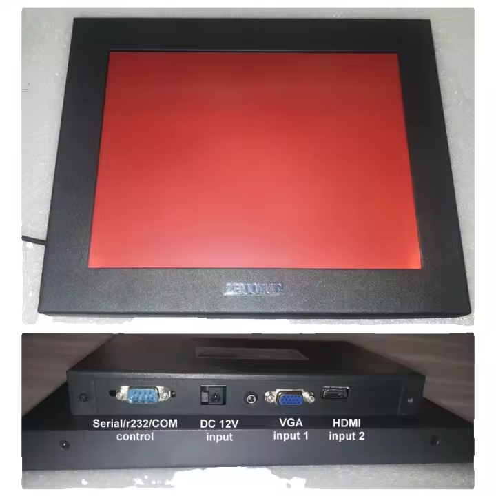 Monitor LCD industrial de 15 pulgadas con carcasa metálica de marco abierto con pantalla táctil resistiva con RS232 - 1
