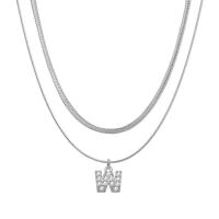 A-Z-collar colgante de acero inoxidable para mujer, cadena pequeña, letra parpadeante, estrangulamiento, cadena de hoja, capas - details 8
