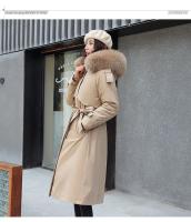 Chaqueta de invierno con capucha para mujer, Parka larga y gruesa con relleno de piel sintética, chaqueta desmontable de talla grande - details 8