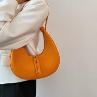 Bolso de Mujer de Lujo en Forma de Media Luna de Cuero PU Bolso de Hombro de Color Sólido Bolso Pequeño de Dumpling Diseño de Bolso de Axila - details 3