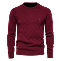 Suéteres AIOPESON Argyle Básicos para Hombres de Color Sólido con Cuello Redondo Manga Larga Tejidos de Pullover de Moda Invernal Nuevos Suéteres Cálidos para Hombres Material Exterior 95% Algodón 5% Lycra Hecho en China - details 6