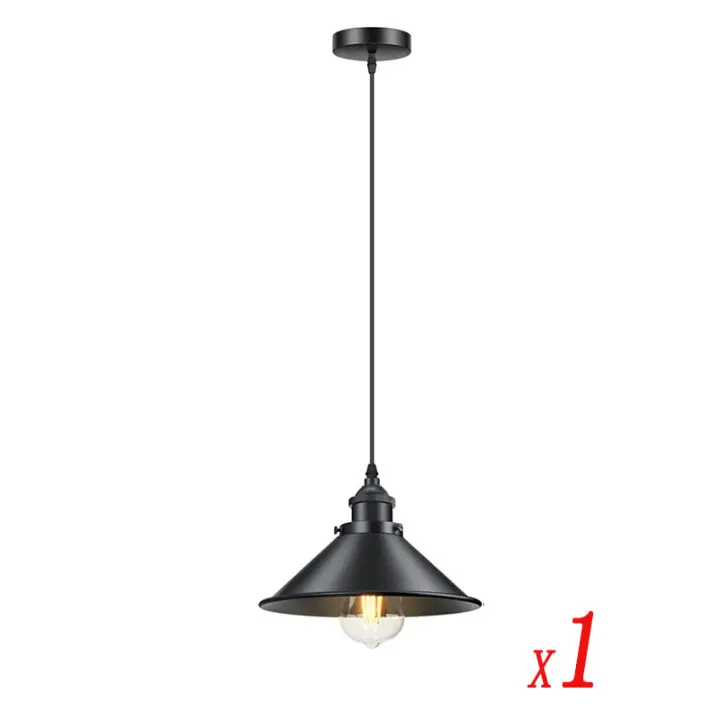 Lámpara colgante Vintage para Loft E27, lámpara Industrial negra para iluminación de isla de cocina, Bar Retro, accesorios de luces colgantes ajustables - 1