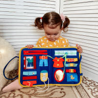 Juguetes Montessori para bebé, tablero ocupado, hebilla de bebé, botón de cremallera, herramienta de entrenamiento con cordones, Juego de desarrollo sensorial para niños pequeños - details 2