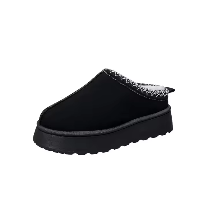 Zapatillas de lana con plataforma para mujer, zapatos cálidos de piel de oveja, novedad - 1