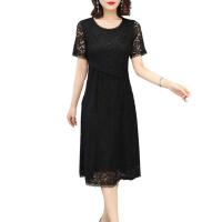 Vestido de mujer Vestido de gasa negro con gradas para mujer - details 2