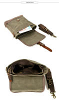 Bolso cruzado de cuero y lona con cera al óleo para hombre, bandolera estilo militar Vintage, informal, de viaje, Unisex, 2020 - details 2