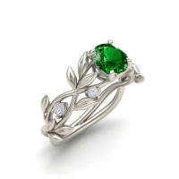 Joyería en Oferta Anillo de Compromiso Princesa Hoja de Olivo Joyería de Zirconia Azul - details 5
