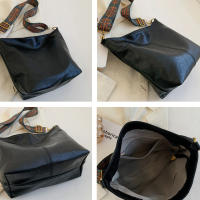 Bolso de hombro de cuero PU para mujer, bolsa de mano de gran capacidad, de lujo, Simple, de Color sólido, informal, de viaje, para compras - details 18