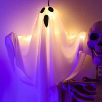 Fantasma de Halloween con cadena de luces, decoraciones de fiesta de Halloween feliz para el hogar, regalos colgantes para niños y adultos, linterna fantasma, 2024 - details 2