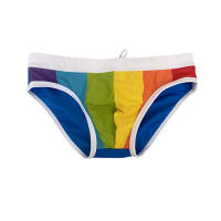 Jessborn calzoncillos de baño para hombre, bañador sexy de rayas gruesas, cintura baja, moda arcoíris, primavera y verano - details 4