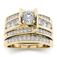 Mifeiya conjunto de anillos de compromiso de boda de lujo para amantes anillo de cristal de circonita cúbica AAA geométrico ostentoso para parejas mujeres y hombres - details 6