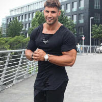 Summer Casual Cotton Breathable Slim T shirt Gym Fitness T-shirt New Fashion Hip Hop Short Sleeves Square Collar Hole Clothing - details 11