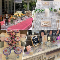 Mantel de Fiesta de Disco con Lentejuelas NUBECOM de Poliéster con Patrón a Cuadros Decoración de Mesa de Boda y Cumpleaños - details 7