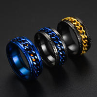 Anillo giratorio de 8mm a la moda para hombres y mujeres cadena cubana de acero inoxidable Spinner banda antiestrés anillos de ansiedad regalos de joyería - details 9