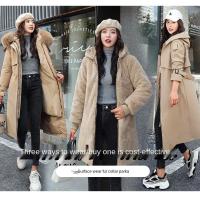 Chaqueta de invierno con capucha para mujer, Parka larga y gruesa con relleno de piel sintética, chaqueta desmontable de talla grande - details 4