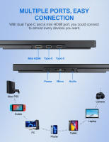UPERFECT 18 UMax 18,5 "Monitor de ordenador portátil 120hz pantalla FHD con tipo C Mini HDMI VESA soporte de elevación giratorio - details 5