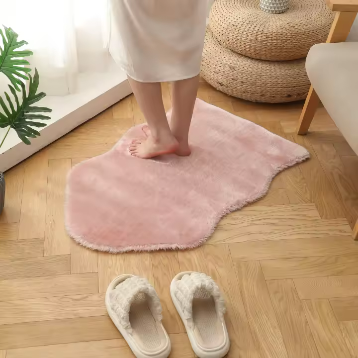 1 Uds. Alfombra de imitación de cordero suave y cómoda de 55x80cm, alfombra para dormitorio y sala de estar, no suelta pelo, se puede lavar - 1