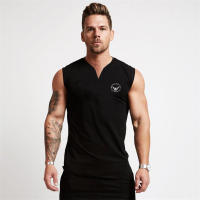 Summer New Men Slim Fit Cotton Tank Tops Breathable Sleeveless Fashion V-neck Vest Gym Casual Bodybuilding Fitness Singlets - details 5