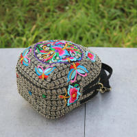 Mochila bordada con flores para mujer, bolsa de hombro de viaje, regalo Floral, Bohemia - details 11
