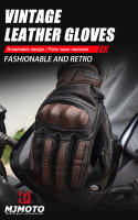 Guantes de Motocicleta de Cuero Vintage MJMOTO Certificados CE, Impermeables, Transpirables, Cómodos con Pantalla Táctil Tallas M-L-XL-XXL - details 0