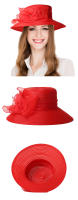 Sombreros Derby de ala ancha para mujer, sombrero elegante de iglesia de flores blancas y negras, tocado nupcial de boda, 2024 - details 1