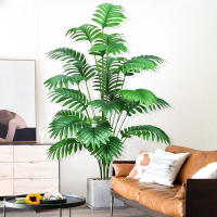 Árbol artificial de 68-125 cm (41,33 pulgadas), planta falsa tropical, ramas de hojas de palma de plástico verde, adecuado para el jardín del hogar - details 5