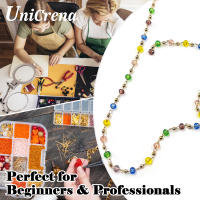 Cadena de Cuentas de Cristal Plateado UniCrena Cadena de Enlace de Abalorios Hipoalergénicos para Hacer Joyería Cadena de Abalorios Coloridos para Collares Pulseras - details 4