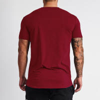 Summer Men's V-Neck Cotton Slim Fitting Short Sleeve Fitness Soft and Breathable T-shirt Solid Colors Available - details 3