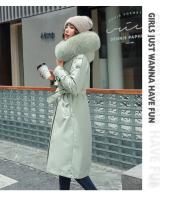 Chaqueta de invierno con capucha para mujer, Parka larga y gruesa con relleno de piel sintética, chaqueta desmontable de talla grande - details 13