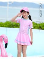 Traje de Baño de Estilo Deportivo para Niñas Manga Corta, Secado Rápido, Perfecto para Entrenamiento de Natación en Primaria - details 16
