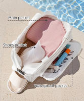 Bolso de playa para natación con bolsillo para zapatos, bolso cruzado grande para viajes, deportes, lavado, bolsas transparentes para secar y mojar de corta distancia - details 2