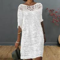 Vestido de playa elegante para Mujer, minivestido Vintage de verano con bordado de flores y costuras de encaje blanco, ropa de calle por debajo de la rodilla - details 3
