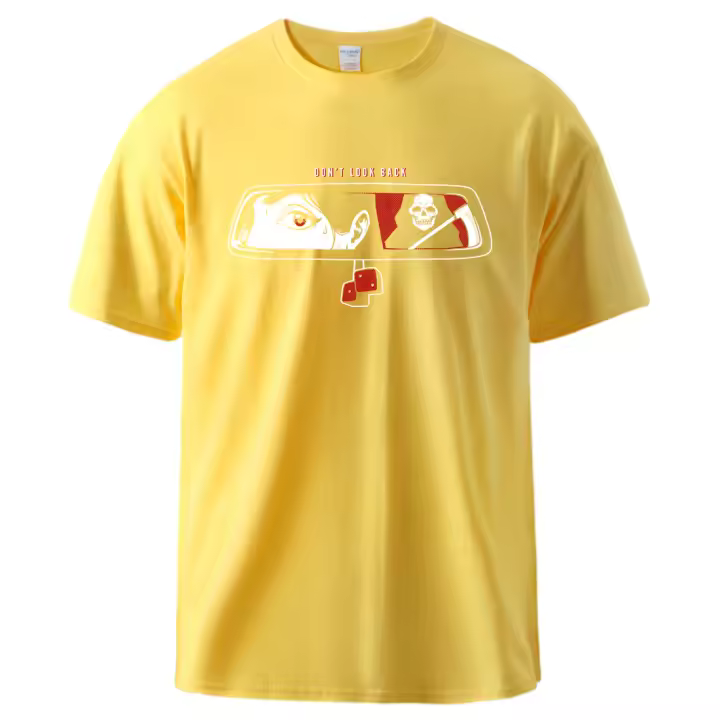 Camiseta de algodón de manga corta para hombre, Camisa cómoda y transpirable, ropa informal, básica y creativa, don't Look Back The Ghost Is Here - 1