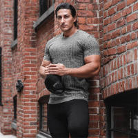 Casual Fashion Slim Fit Print T-shirt Men Sports Short Sleeve Knitted Shirt Summer Gym Fitness Bodybuilding Workout Tops Clothes - details 6