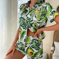 Conjunto de mujer, ropa de dormir de manga corta de seda satinada lujosa, ropa informal para el hogar, ropa de dormir para mujer - details 43