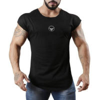 Men Muscle Vests Cotton Breathable Sleeveless Tank Tops Solid Fashion Print O-neck T-shirts Gym Bodybuilding Fitness Tank Tops - details 2