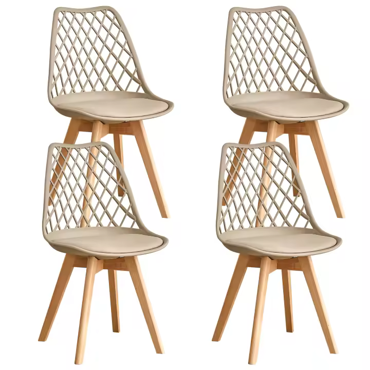 EGOONM Juego de 4/6 sillas de comedor modernas con respaldo de malla, patas de madera maciza y cojines tapizados, para comedor/dormitorio, silla de cafetería - 1