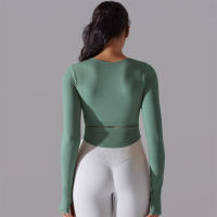 Camiseta de Yoga Sin Costuras para Mujer Deporte Top Largo Manga Larga Ropa de Gimnasio Camiseta de Correr para Entrenamiento Activo Vestimenta Ajustada Material Exterior Poliéster Temporada Primavera/Verano - details 13