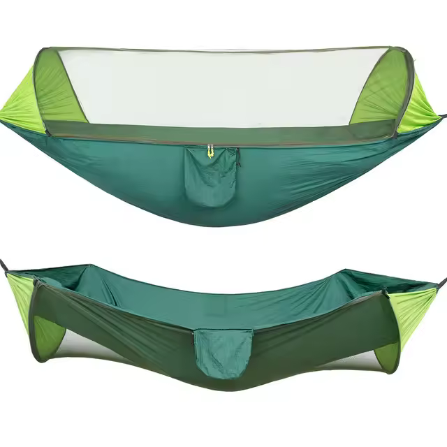 Hamaca para Acampar en color rojo, 2 en 1, Hamaca Colgante de nailon con Paracaídas para Exteriores, para Dormir con Columpio de Peso - 1