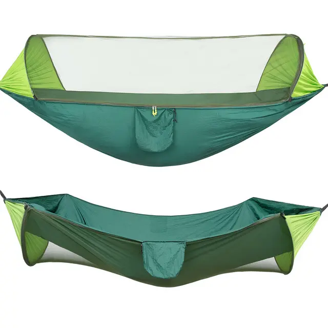 Hamaca para Acampar en color rojo, 2 en 1, Hamaca Colgante de nailon con Paracaídas para Exteriores, para Dormir con Columpio de Peso - 1