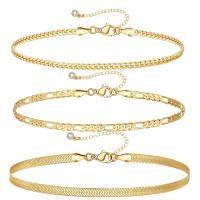 Pulsera de Oro Chapado 14K para Mujeres Conjunto de Pulseras de Cadena Dorada Elegante y Delicada Marca CHAYOU Tamaño 7+2 pulgadas - details 4