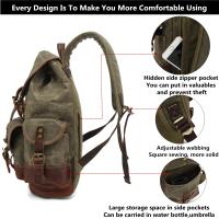 Mochila de Lona Empañada  para Hombres Bolso de Hombro Casual de Gran Capacidad Mochila de Viaje Mochila de Escalada de Cuero de Lona - details 4