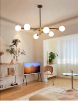 Lámpara de techo moderna con brillo de hierro, iluminación creativa minimalista, con personalidad, para decoración del hogar, color dorado y negro, E27 - details 0